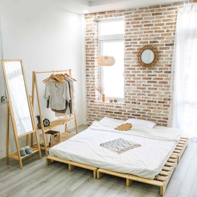 Mẫu thiết kế phòng ngủ đẹp cho nữ bằng giường pallet