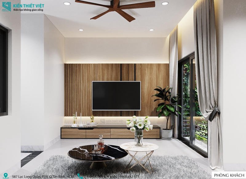 mẫu thiết kế phòng khách nhà anh long