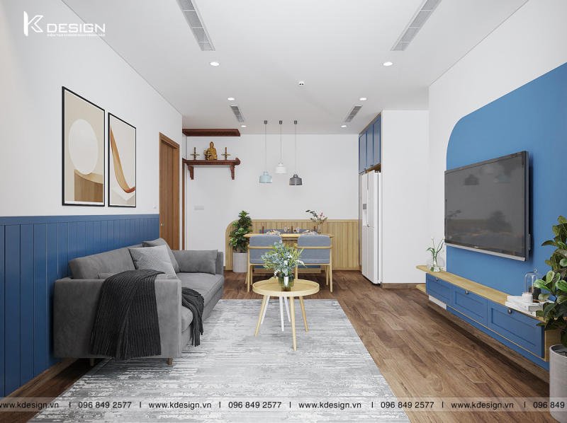 thiết kế nội thất phòng khách căn hộ eco green sài gòn