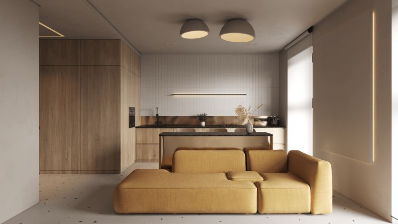 mẫu thiết kế nội thất phòng bếp phong cách tối giản