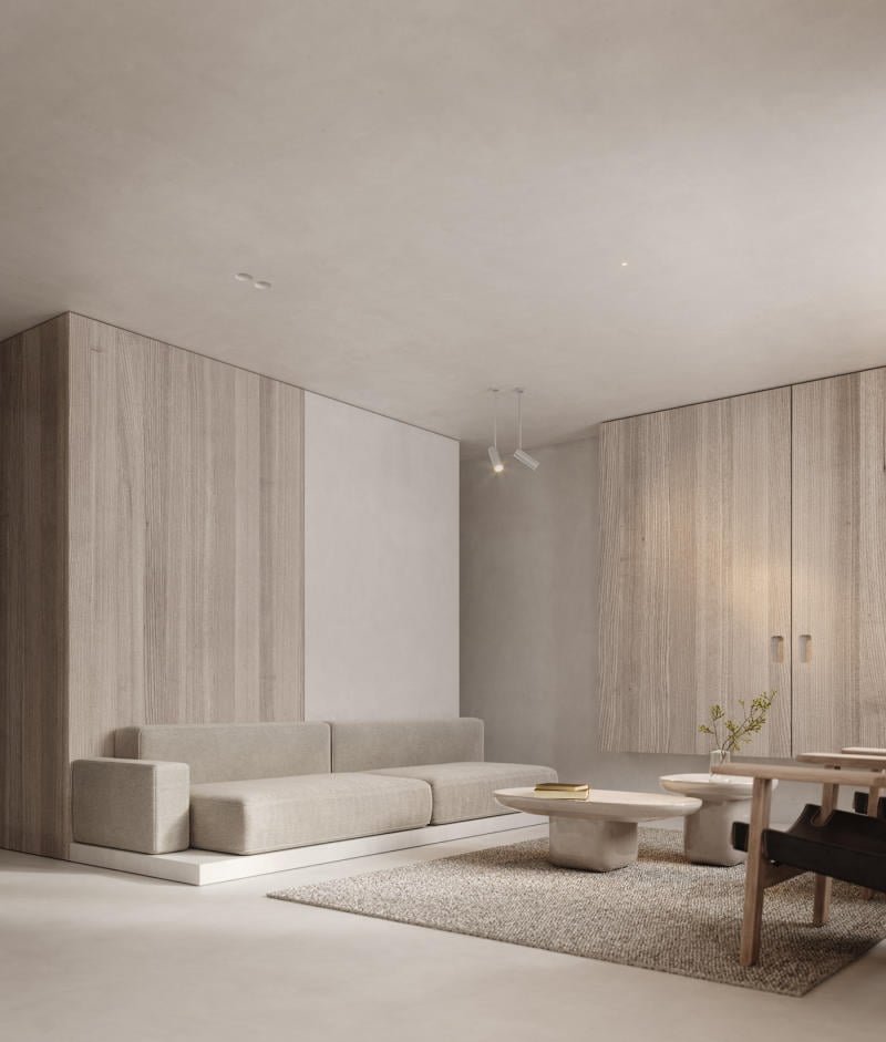 mẫu thiết kế nội thất phòng khách phong cách tối giản