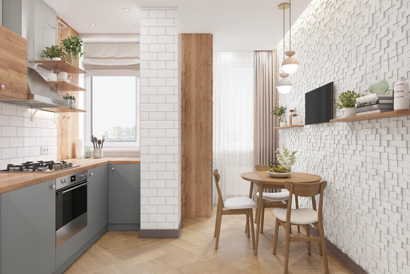 mẫu thiết kế nội thất phòng bếp phong cách scandinavian