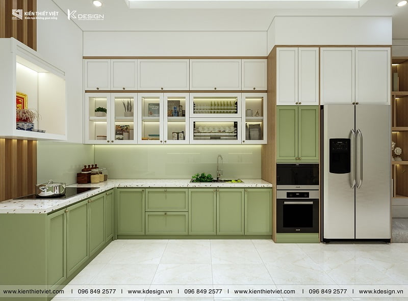 thiết kế nội thất phòng bếp nhà anh quân