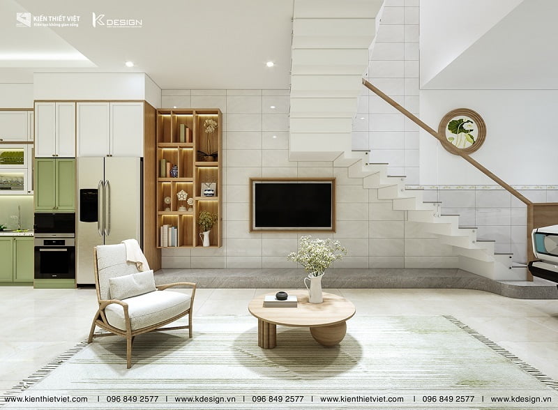 thiết kế nội thất phòng khách nhà anh quân