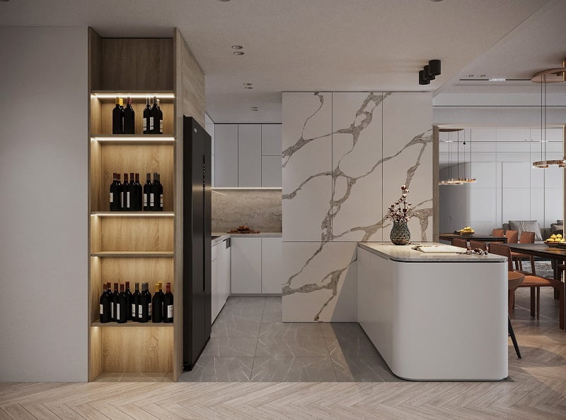 mẫu thiết kế nội thất phòng bếp căn hộ chung cư ricca quận 9