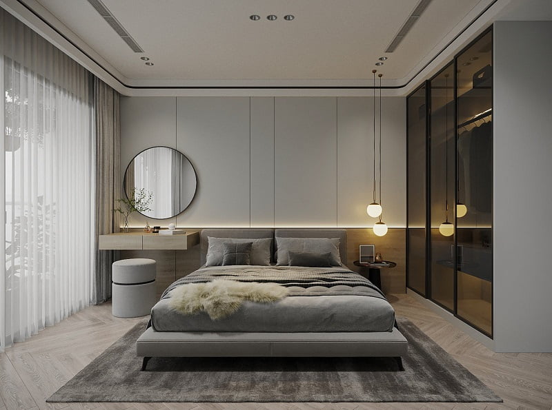 mẫu thiết kế nội thất phòng ngủ căn hộ chung cư ricca quận 9