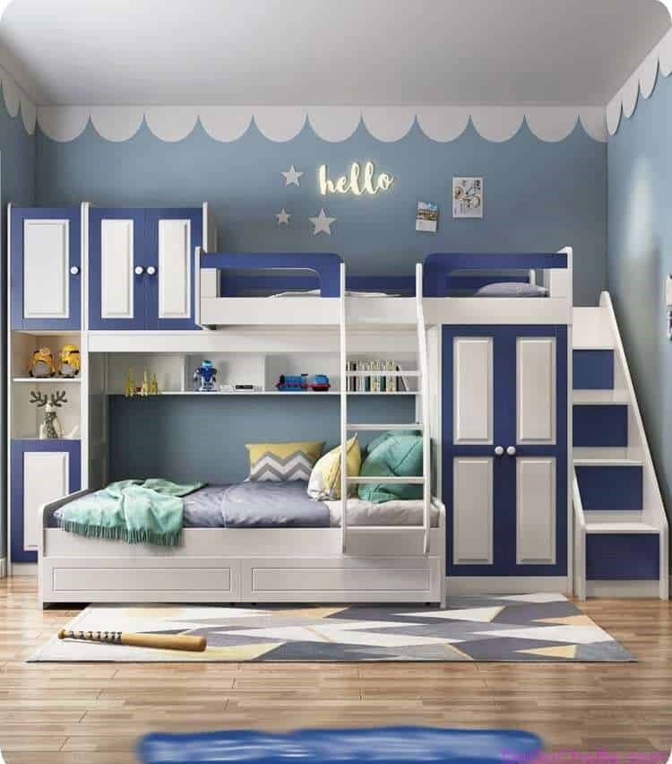 mẫu thiết kế phòng ngủ giường tầng cho bé trai