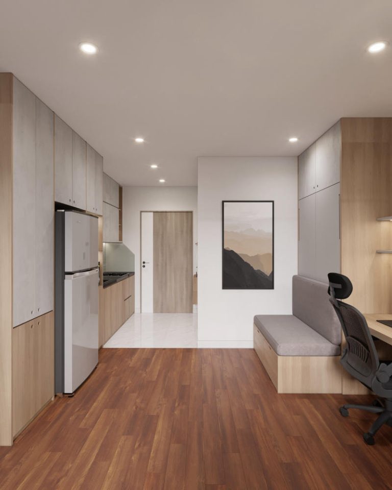 Mẫu thiết kế căn hộ studio 30m2 đẹp, tiện nghi, thoáng mát