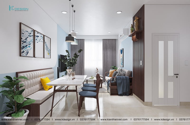 thiết kế nội thất phòng khách căn hộ Topaz Elite