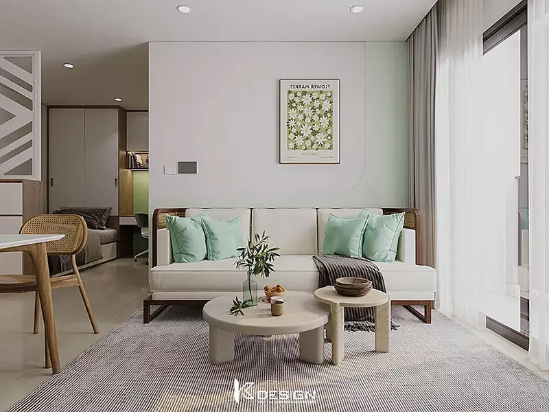 Phối màu sơn phòng khách đẹp hiện đại, phù hợp phong thủy do KDesign thiết kế