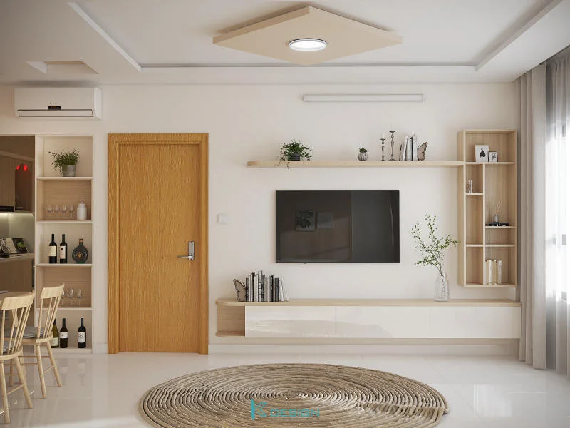 Phối màu sơn phòng khách đẹp hiện đại, phù hợp phong thủy do KDesign thiết kế