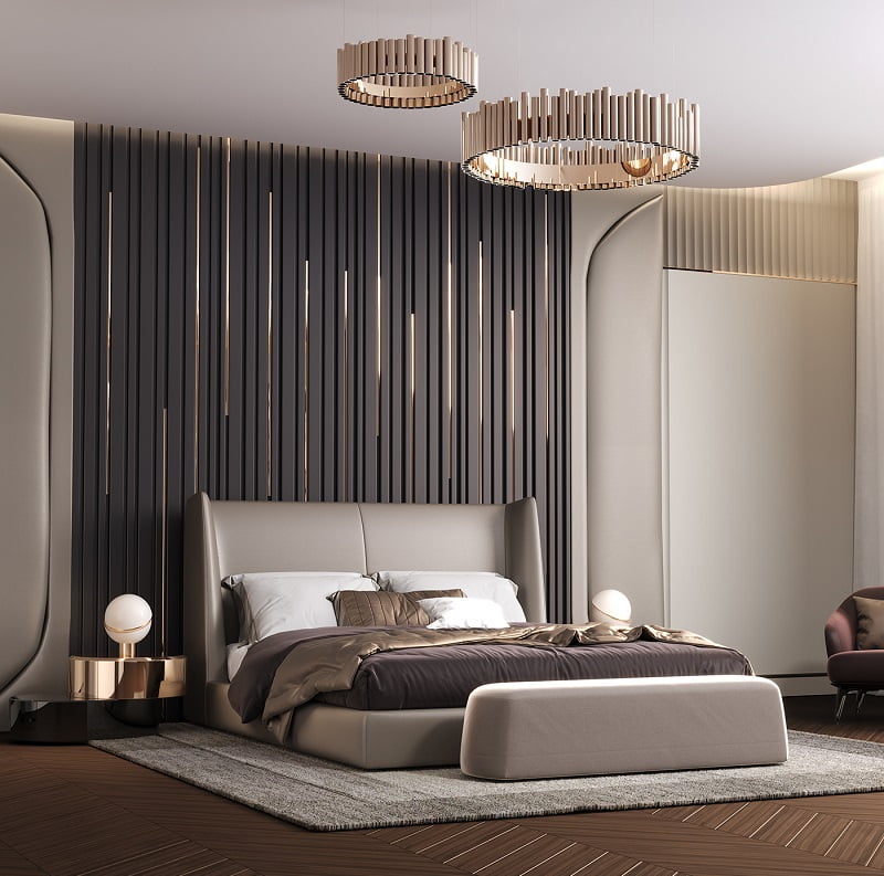 mẫu thiết kế phòng ngủ master phong cách luxury