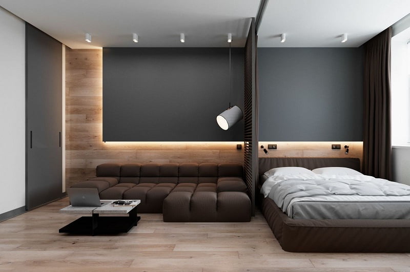 thiết kế phòng ngủ kết hợp phòng khách