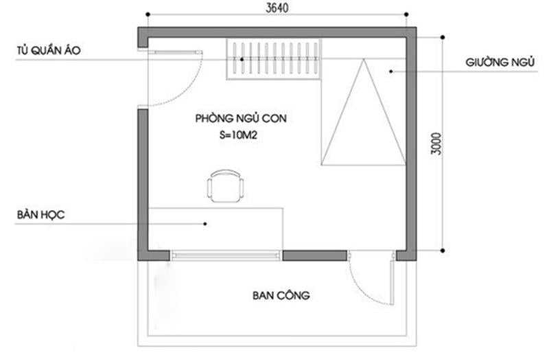 Thiết kế phòng ngủ nhỏ 10m2 với đồ nội thất cơ bản