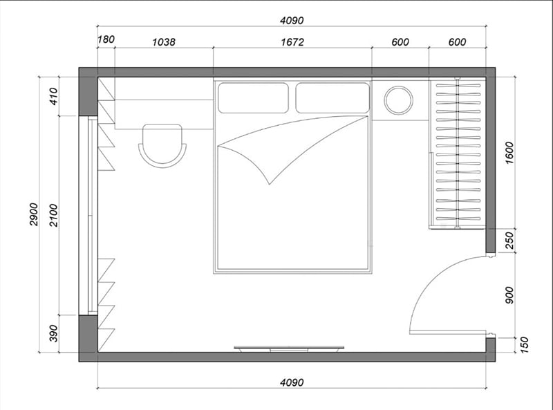 bản vẻ thiết kế phòng ngủ 12m2