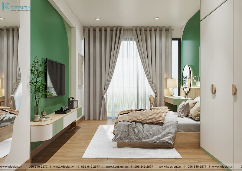 thiết kế nội thất phòng ngủ master căn hộ chung cư ricca