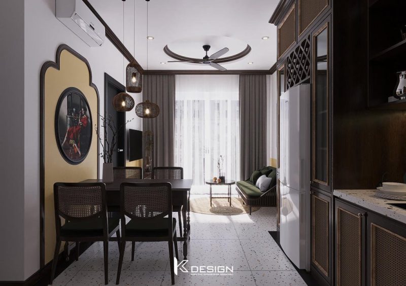 Thiết kế nội thất phòng khách căn hộ Indochine 2 phòng ngủ