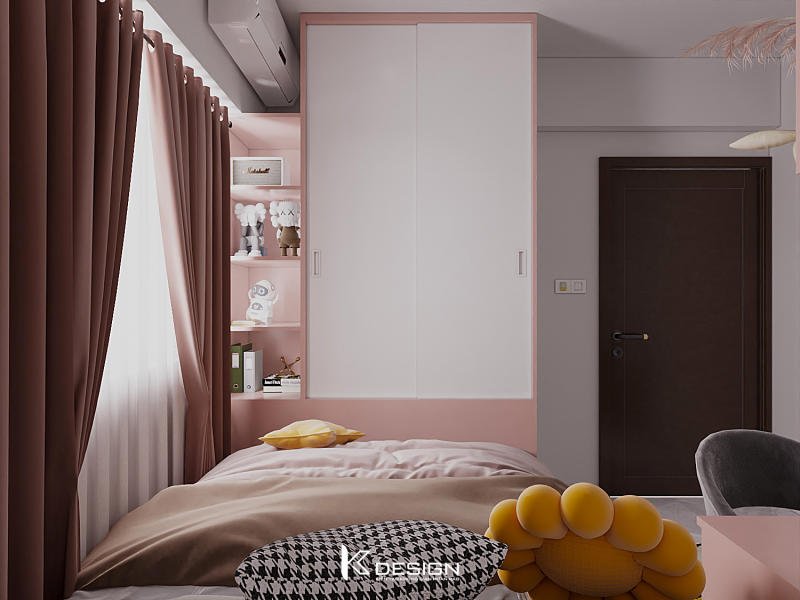Thiết kế nội thất phòng ngủ con chung cư Topaz