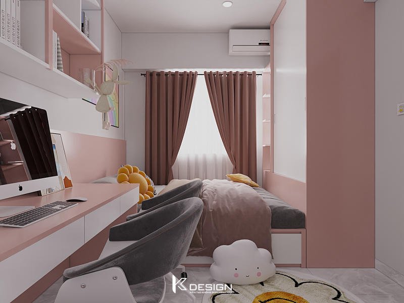 Thiết kế nội thất phòng ngủ con chung cư Topaz