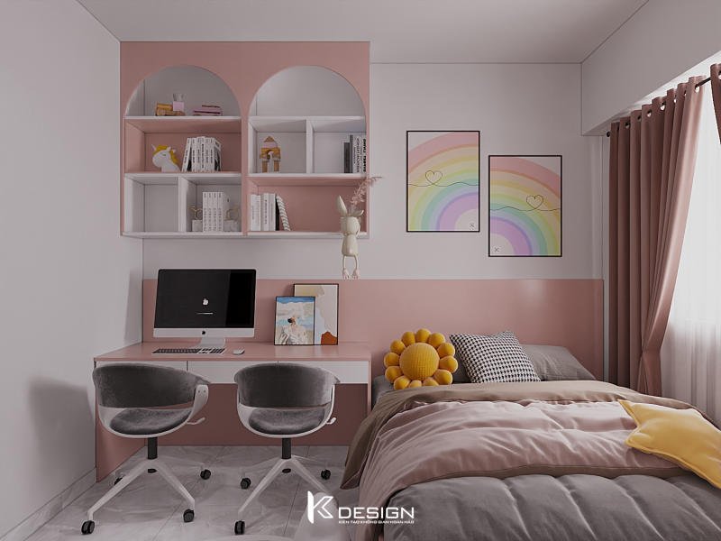 Thiết kế nội thất phòng ngủ con chung cư Topaz