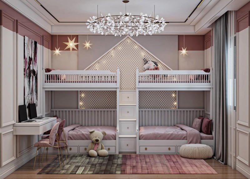 Decor phòng ngủ màu hồng tím