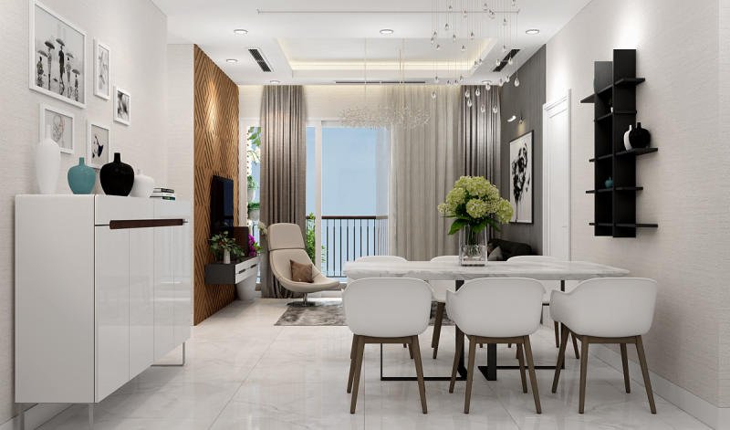 Mẫu thiết kế nội thất chung cư Vinhomes Central Park 1 phòng ngủ