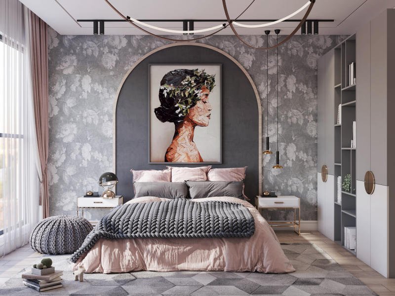 Mẫu thiết kế phòng ngủ màu hồng hiện đại