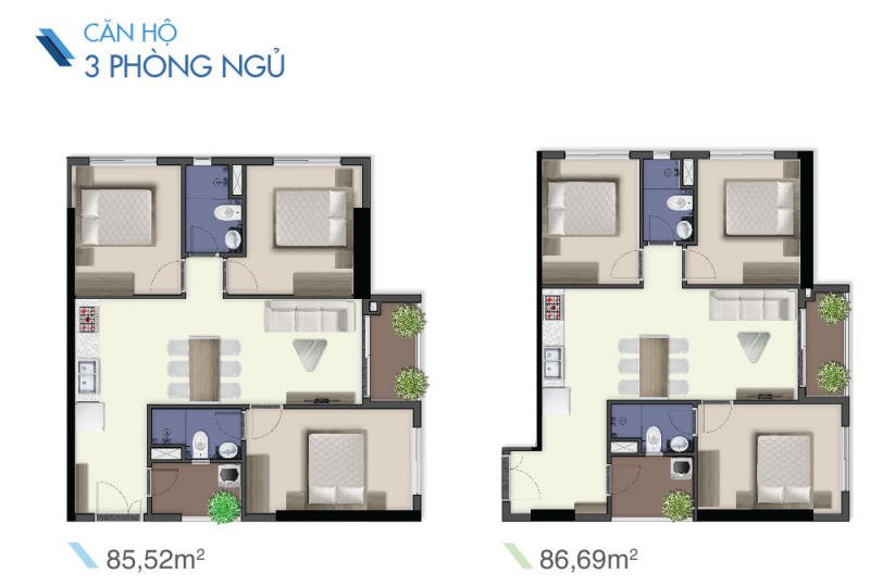 Mặt bằng thiết kế nội thất chung cư Riverside Complex Quận 7