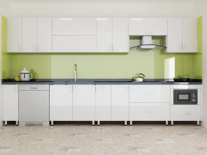 Thiết kế bếp chung cư sang trọng với chất liệu Acrylic
