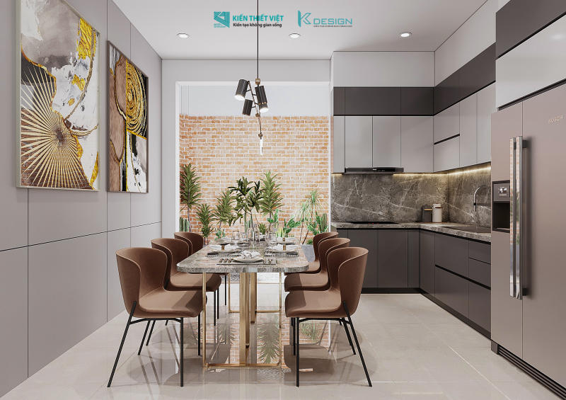 Thiết kế nội thất phong khách bếp nhà phố anh Tài quận 12