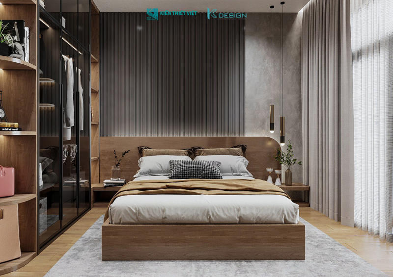Thiết kế nội thất phong ngủ 2 nhà phố anh Tài quận 12