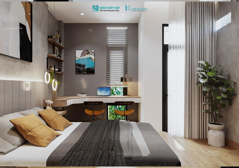 Thiết kế nội thất phong ngủ master nhà phố anh Tài quận 12