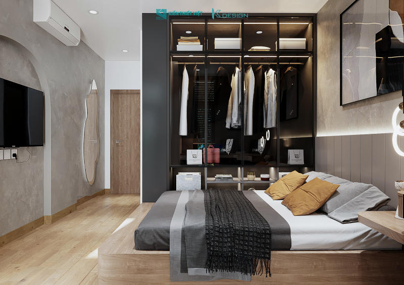 Thiết kế nội thất phong ngủ master nhà phố anh Tài quận 12