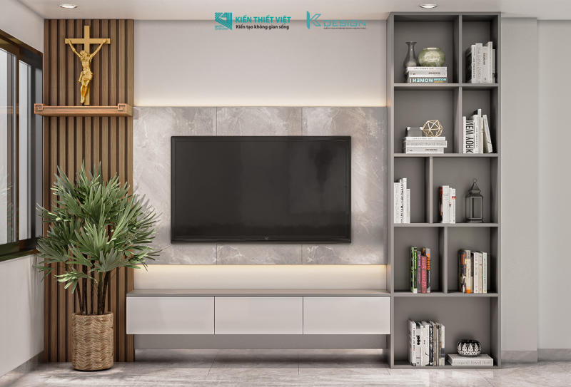 Thiết kế nội thất phòng khách nhà phố anh Đức quận 10