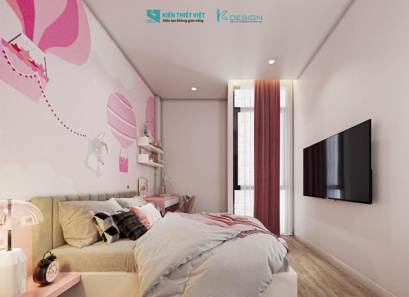 Thiết kế nội thất phòng ngủ bé gái nhà phố anh Đức quận 10
