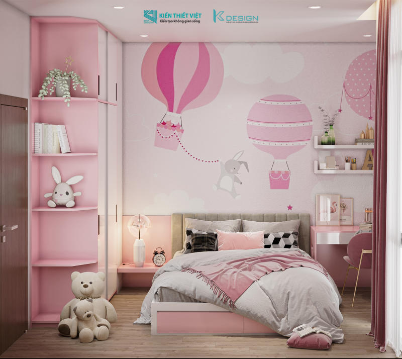 Thiết kế nội thất phòng ngủ bé gái nhà phố anh Đức quận 10
