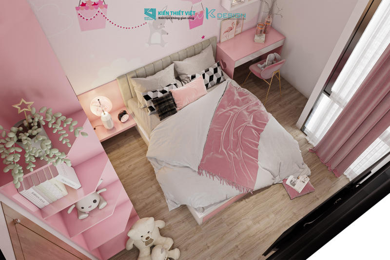 Thiết kế nội thất phòng ngủ bé gái nhà phố anh Đức quận 10