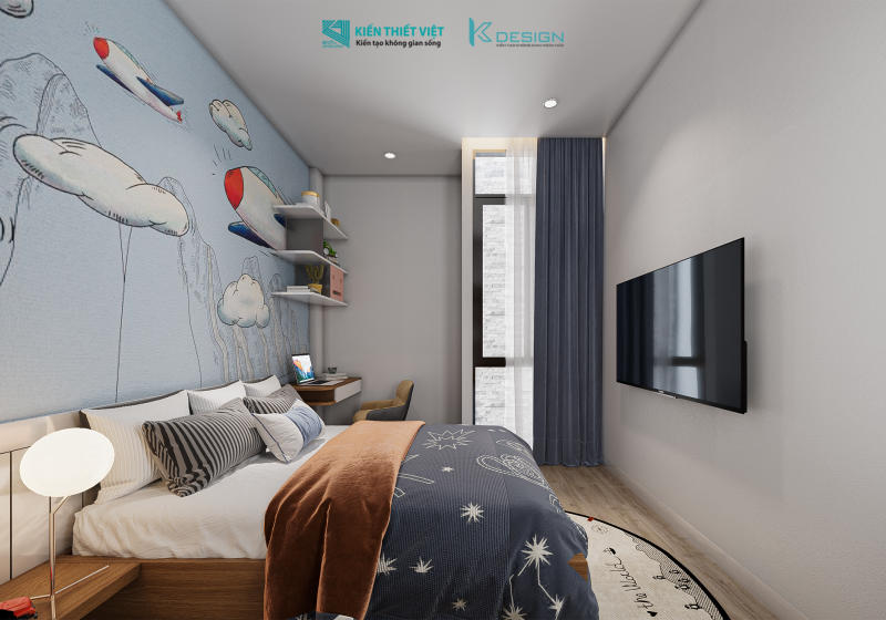 Thiết kế nội thất phòng ngủ bé trai nhà phố anh Đức quận 10