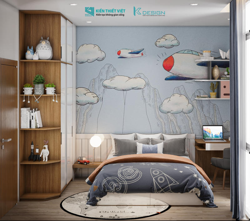 Thiết kế nội thất phòng ngủ bé trai nhà phố anh Đức quận 10