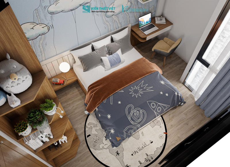 Thiết kế nội thất phòng ngủ bé trai nhà phố anh Đức quận 10