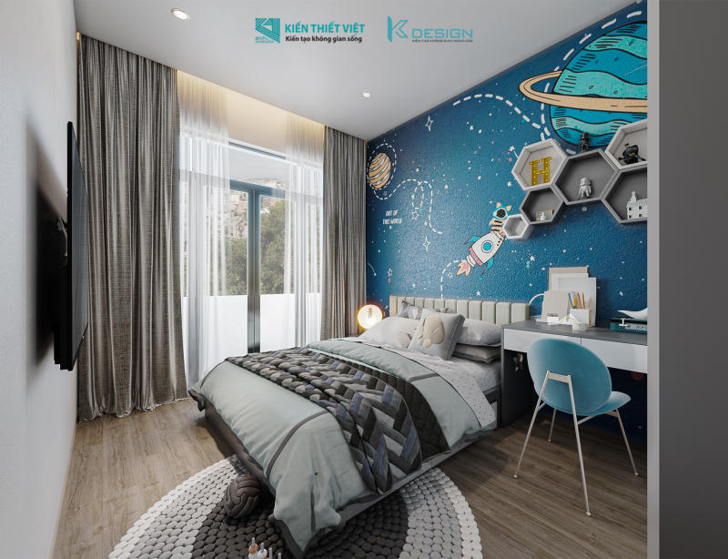 Thiết kế nội thất phòng ngủ bé trai nhà phố anh Đức quận 10
