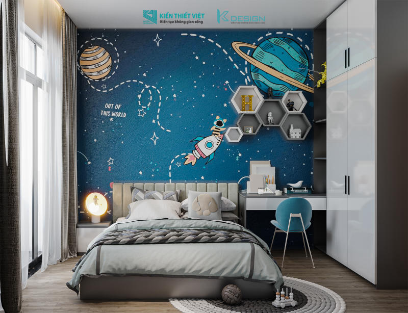 Thiết kế nội thất phòng ngủ bé trai nhà phố anh Đức quận 10