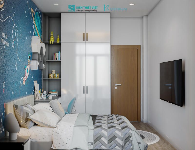 Thiết kế nội thất phòng ngủ bé trai nhà phố anh Đức quận 10