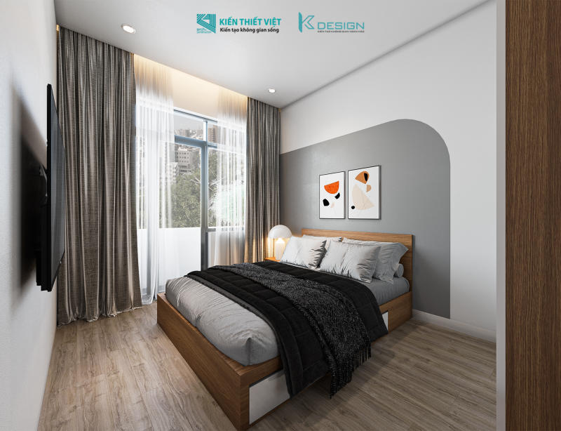 Thiết kế nội thất phòng ngủ cho khách nhà phố anh Đức quận 10