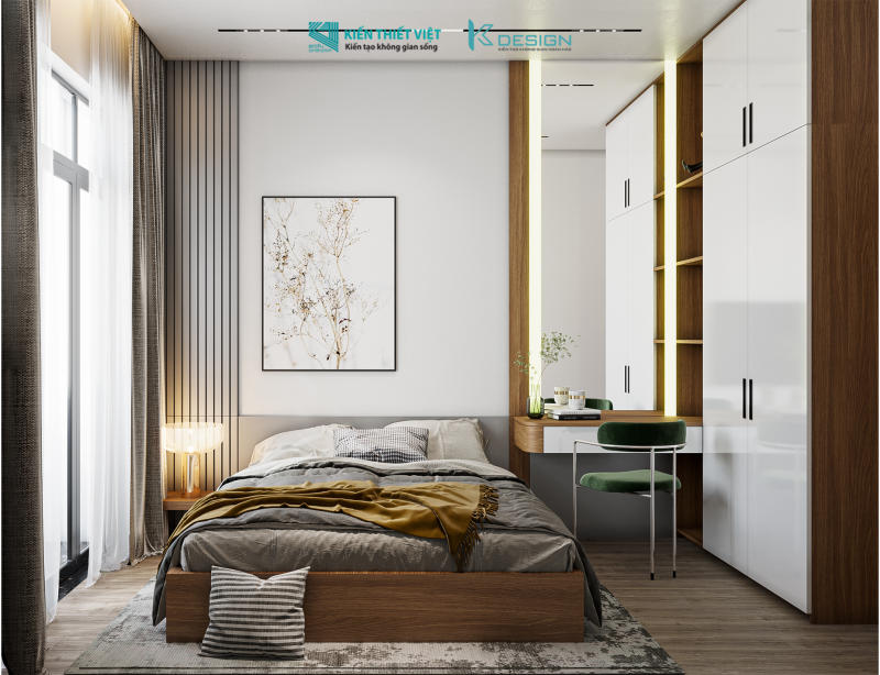 Thiết kế nội thất phòng ngủ master nhà phố anh Đức quận 10