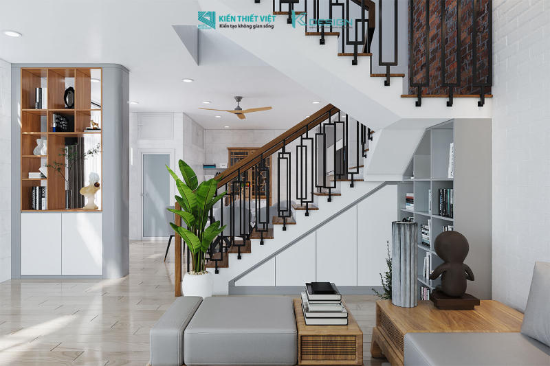 Thiết kế nội thất phòng khách nhà phố cô Hoa quận 11