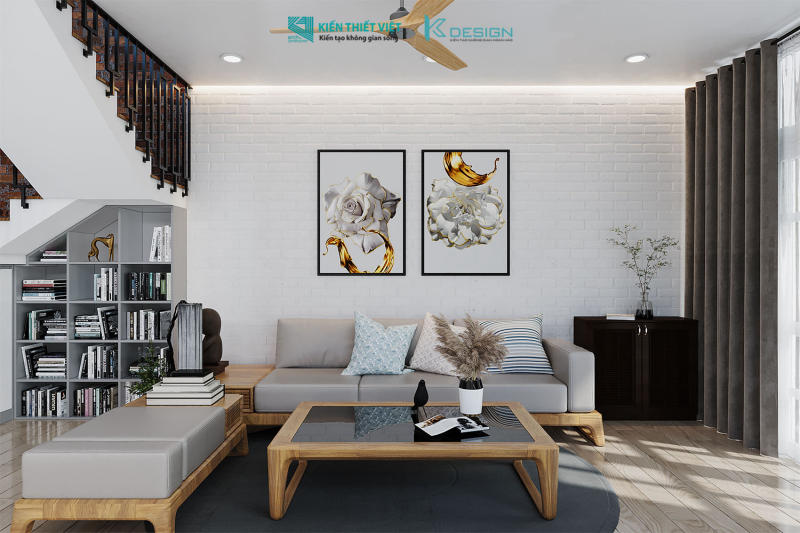 Thiết kế nội thất phòng khách nhà phố cô Hoa quận 11
