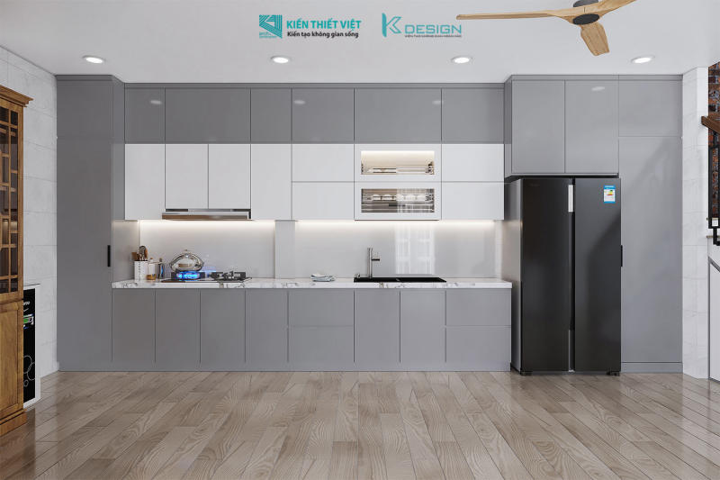 Thiết kế nội thất phòng bếp nhà phố cô Hoa quận 11