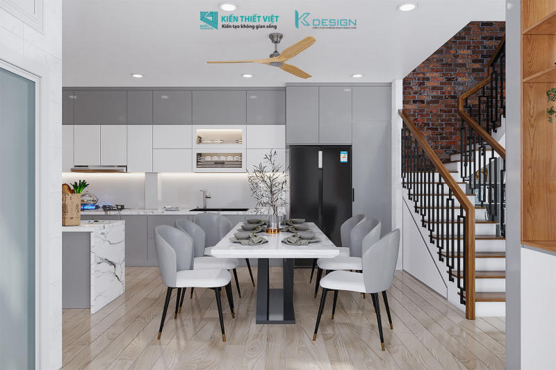 Thiết kế nội thất phòng bếp nhà phố cô Hoa quận 11