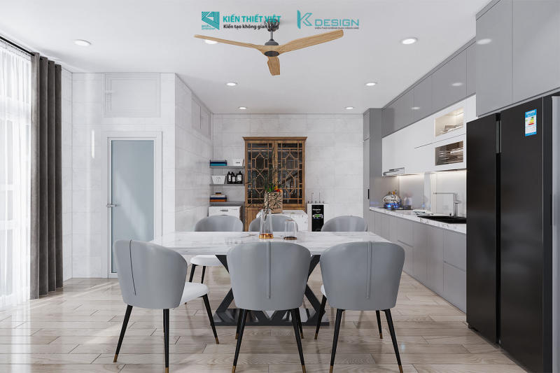 Thiết kế nội thất phòng bếp nhà phố cô Hoa quận 11